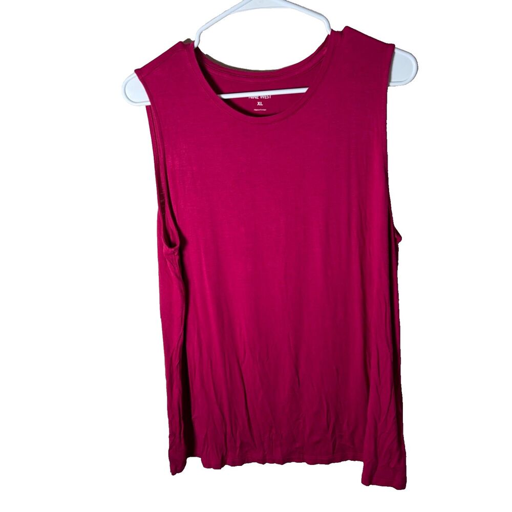 Nine West Tank Top Women's XL Berry Round Neck Sleeveless Basic Casual Shirt